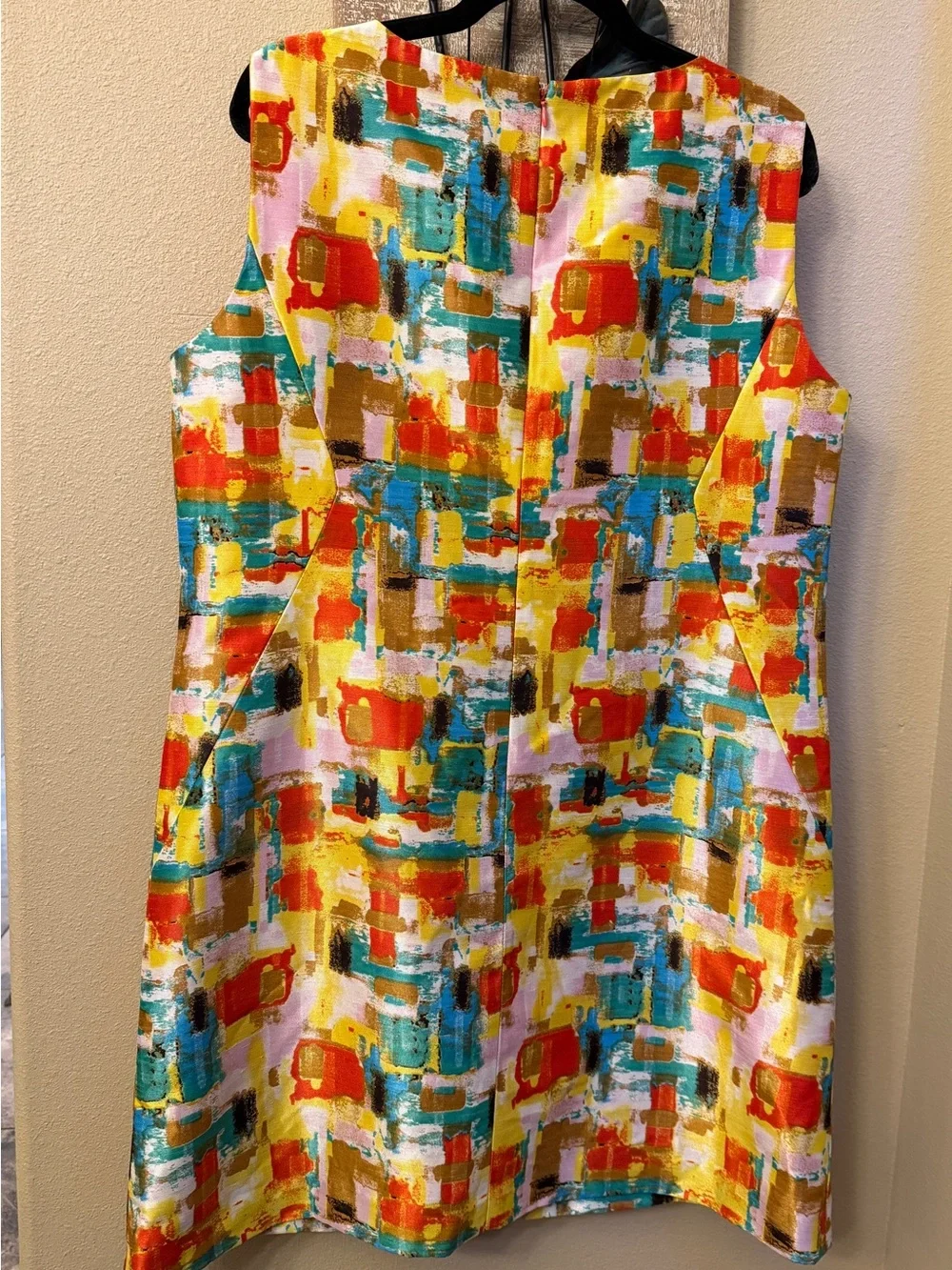 Tahari ASL Multicolor Abstract Watercolor Print Mini Dress Womens 14 - Picture 2 of 8